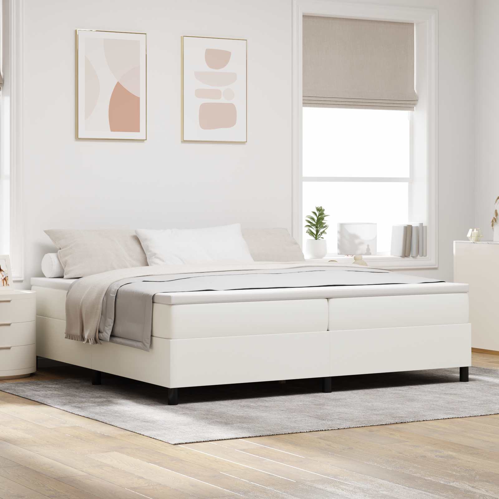 Novaro Platform ágykeret Krém 200 x 200 cm Bársonyos szövet