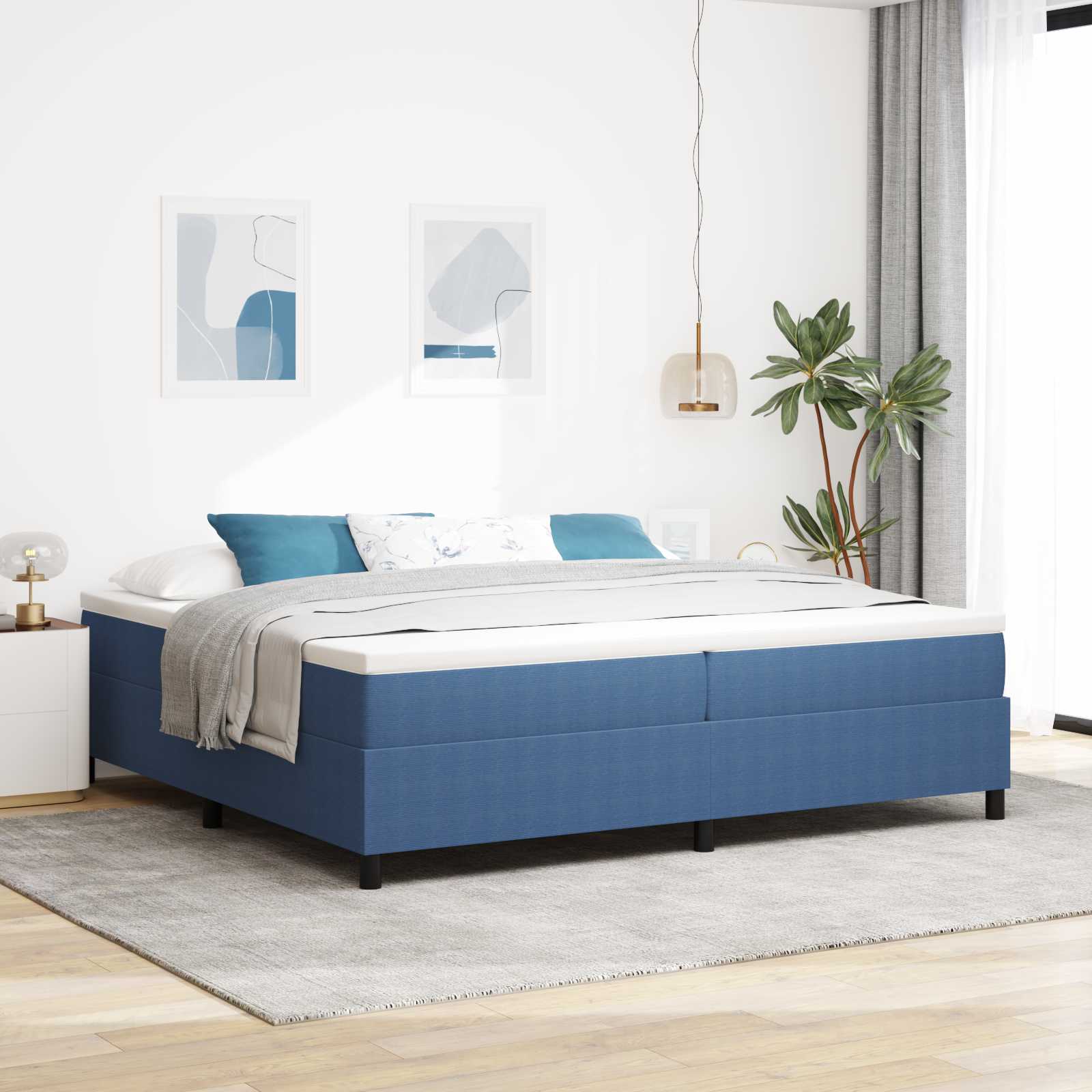 Novaro Platform ágykeret Kék 200 x 200 cm Bársonyos szövet
