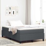 Novaro Boxrugós ágy Sötétszürke és Fehér 120 x 190 cm Bársonyos szövet