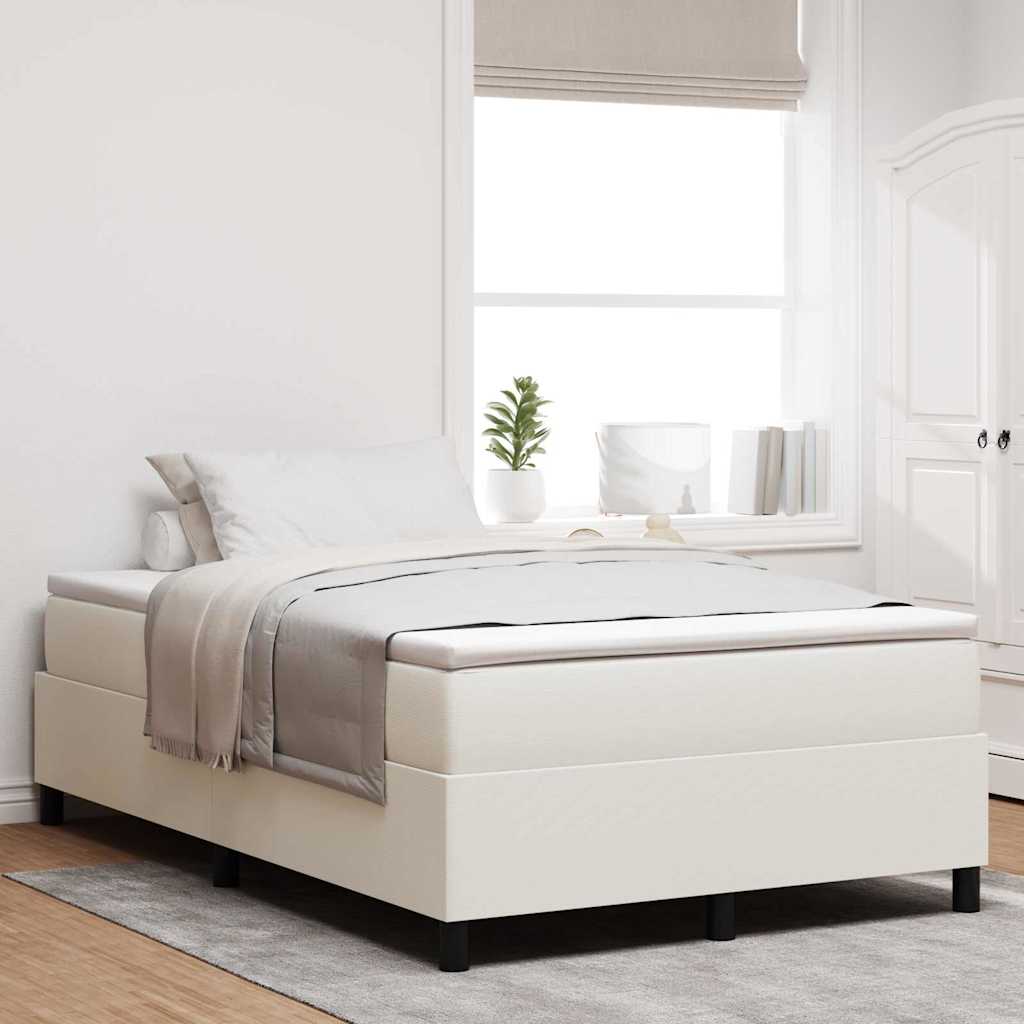 Novaro Boxrugós ágy Krém és fehér 120 x 190 cm Bársonyos szövet