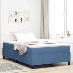 Novaro Boxrugós ágy Kék és Fehér 120 x 200 cm Bársonyos szövet