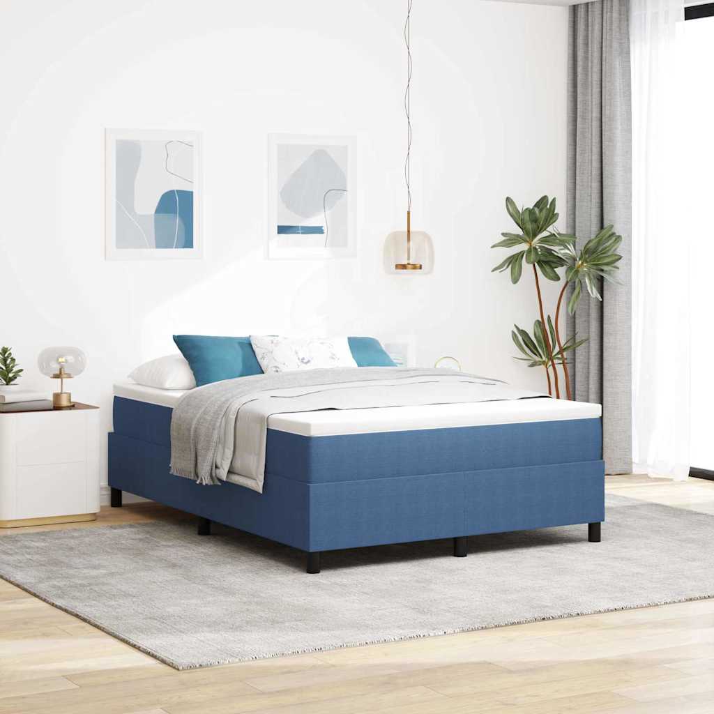 Novaro Boxrugós ágy Kék és Fehér 140 x 190 cm Bársonyos szövet
