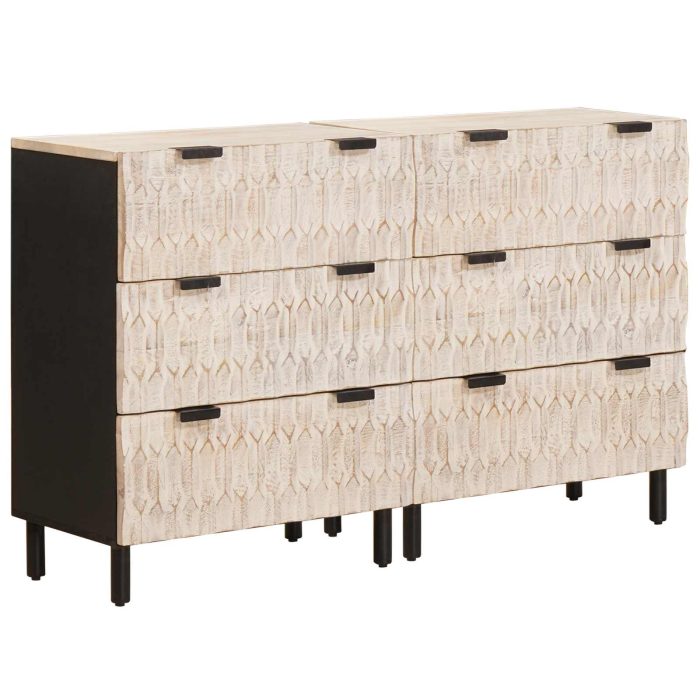 Novaro Széf 2 db 60 x 33 x 75 cm Tömör Mangófát Fehér mosott felület - Image 2