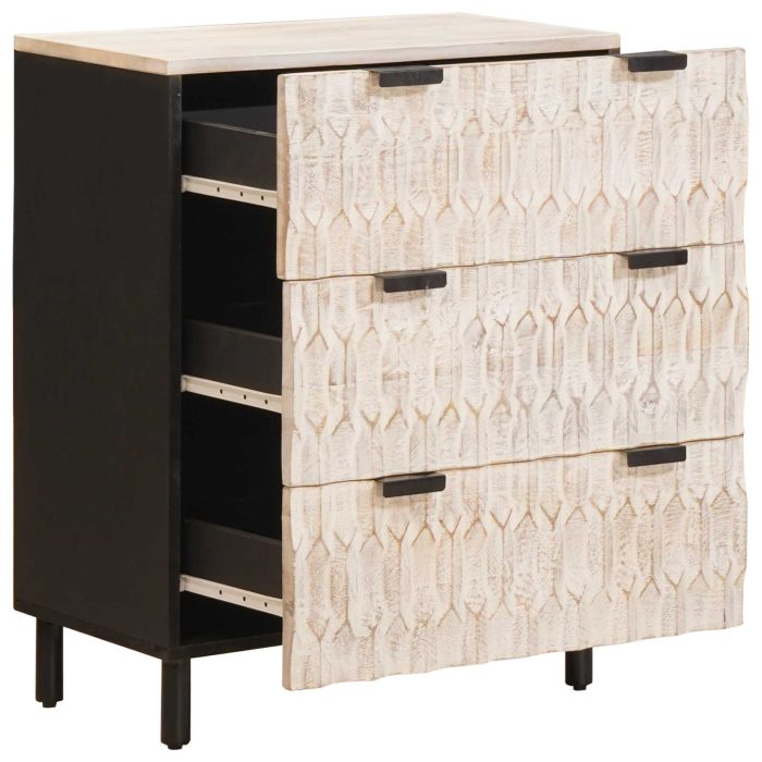 Novaro Széf 2 db 60 x 33 x 75 cm Tömör Mangófát Fehér mosott felület - Image 3