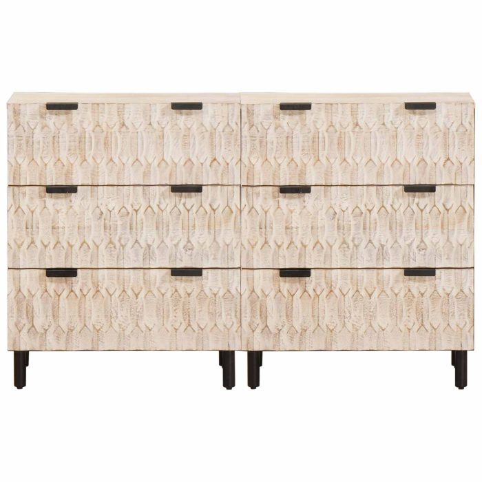 Novaro Széf 2 db 60 x 33 x 75 cm Tömör Mangófát Fehér mosott felület - Image 5