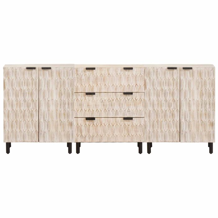 Novaro Széf 3 db 60 x 33 x 75 cm Tömör Mangófát Fehér mosott felület - Image 6