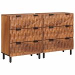 Novaro Széf 2 db 60 x 33 x 75 cm Tömör Mangófát Akácbarna felület