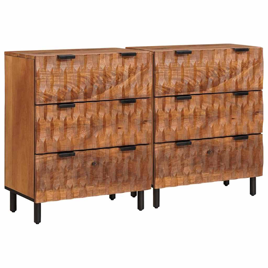 Novaro Széf 2 db 60 x 33 x 75 cm Tömör Mangófát Akácbarna felület
