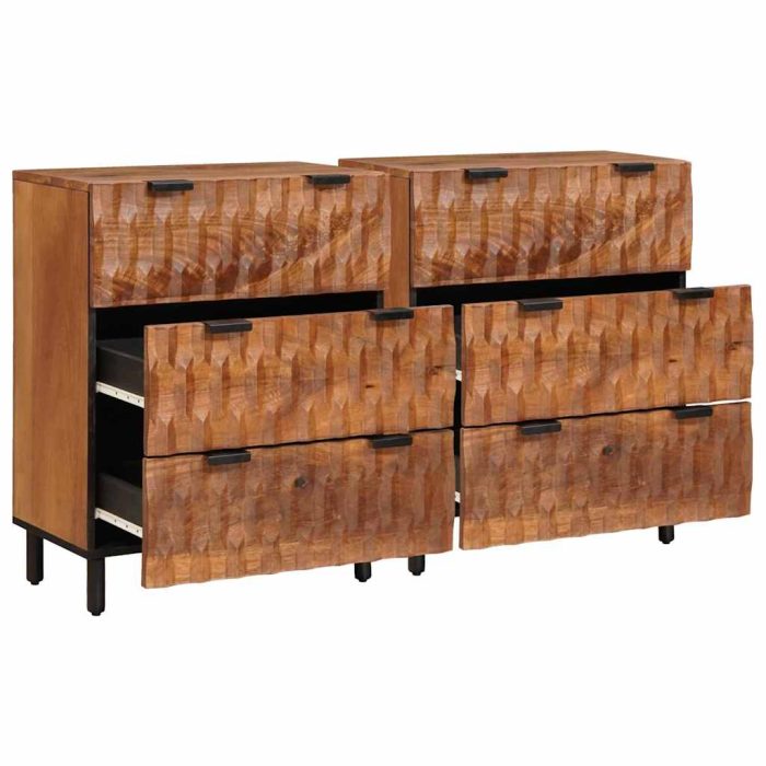 Novaro Széf 2 db 60 x 33 x 75 cm Tömör Mangófát Akácbarna felület - Image 2