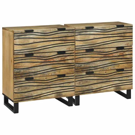 Novaro Tálalószekrény készlet 2 db Természetes 120 x 33 x 75 cm
