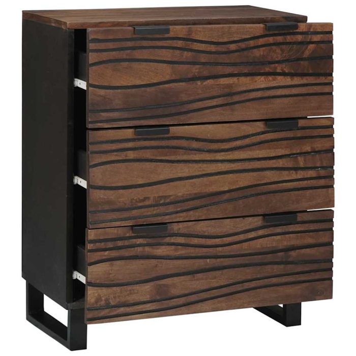 Novaro Tálalószekrény készlet 2 db Dió 120 x 33 x 75 cm Tömör Mangófát - Image 2