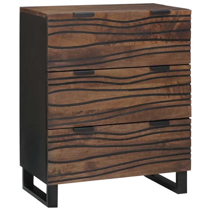 Novaro Tálalószekrény készlet 2 db Dió 120 x 33 x 75 cm Tömör Mangófát - Image 3