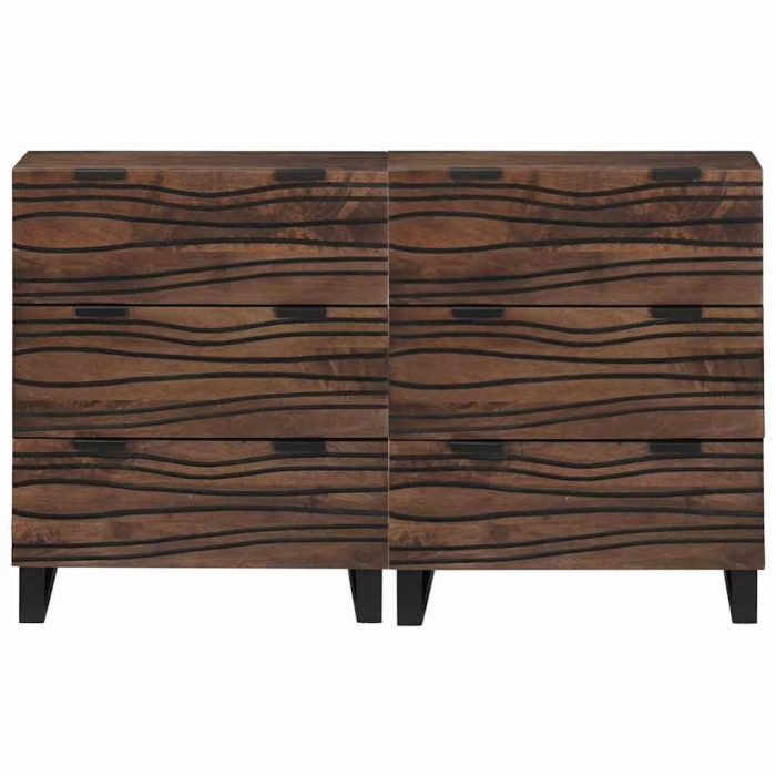Novaro Tálalószekrény készlet 2 db Dió 120 x 33 x 75 cm Tömör Mangófát - Image 4