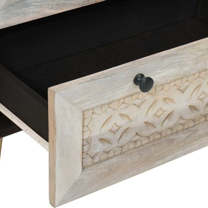 Novaro Széf 2 db 120 x 33,5 x 75 cm tömör mangófa Fehér - Image 8