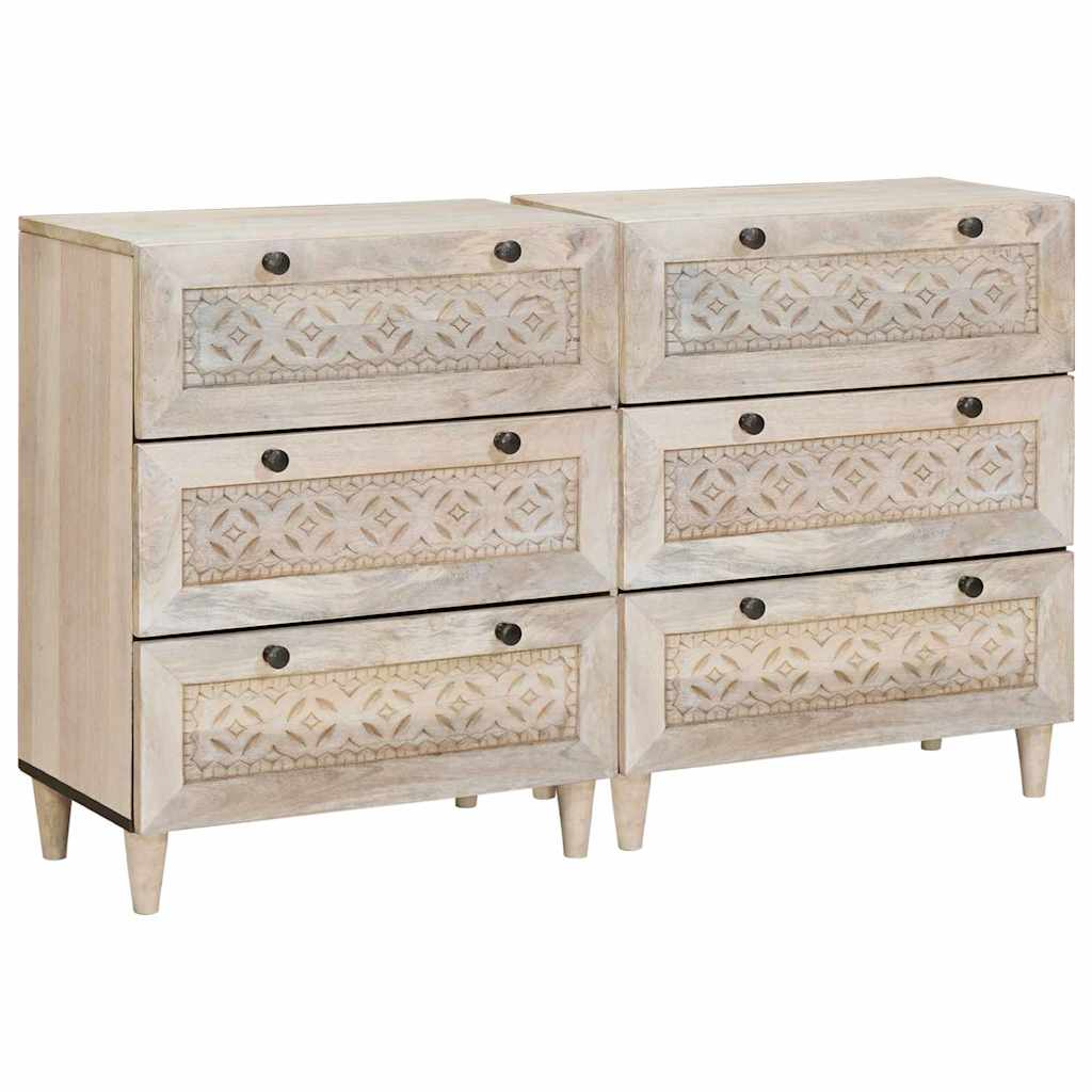 Novaro Széf 2 db 120 x 33,5 x 75 cm tömör mangófa Fehér