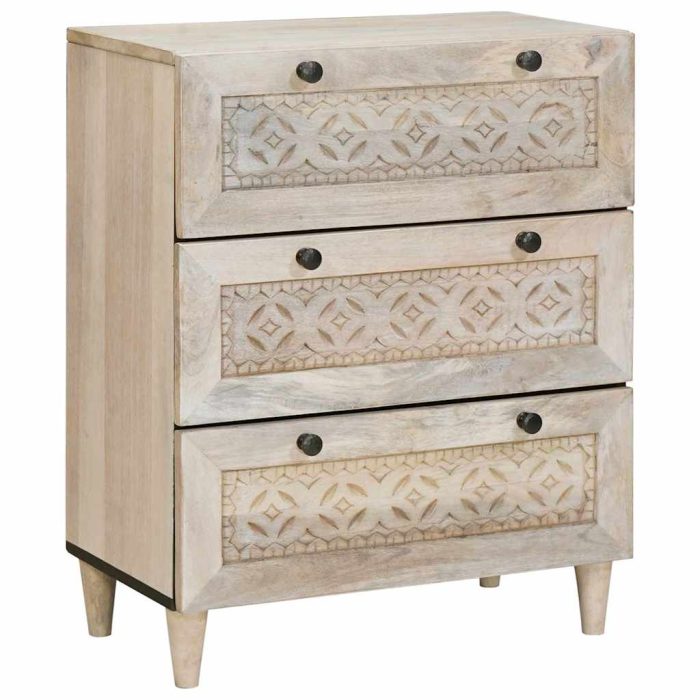 Novaro Széf 2 db 120 x 33,5 x 75 cm tömör mangófa Fehér - Image 3