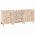 Novaro Széf 3 db 180 x 33,5 x 75 cm tömör mangófa Fehér