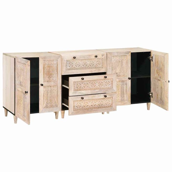 Novaro Széf 3 db 180 x 33,5 x 75 cm tömör mangófa Fehér - Image 2
