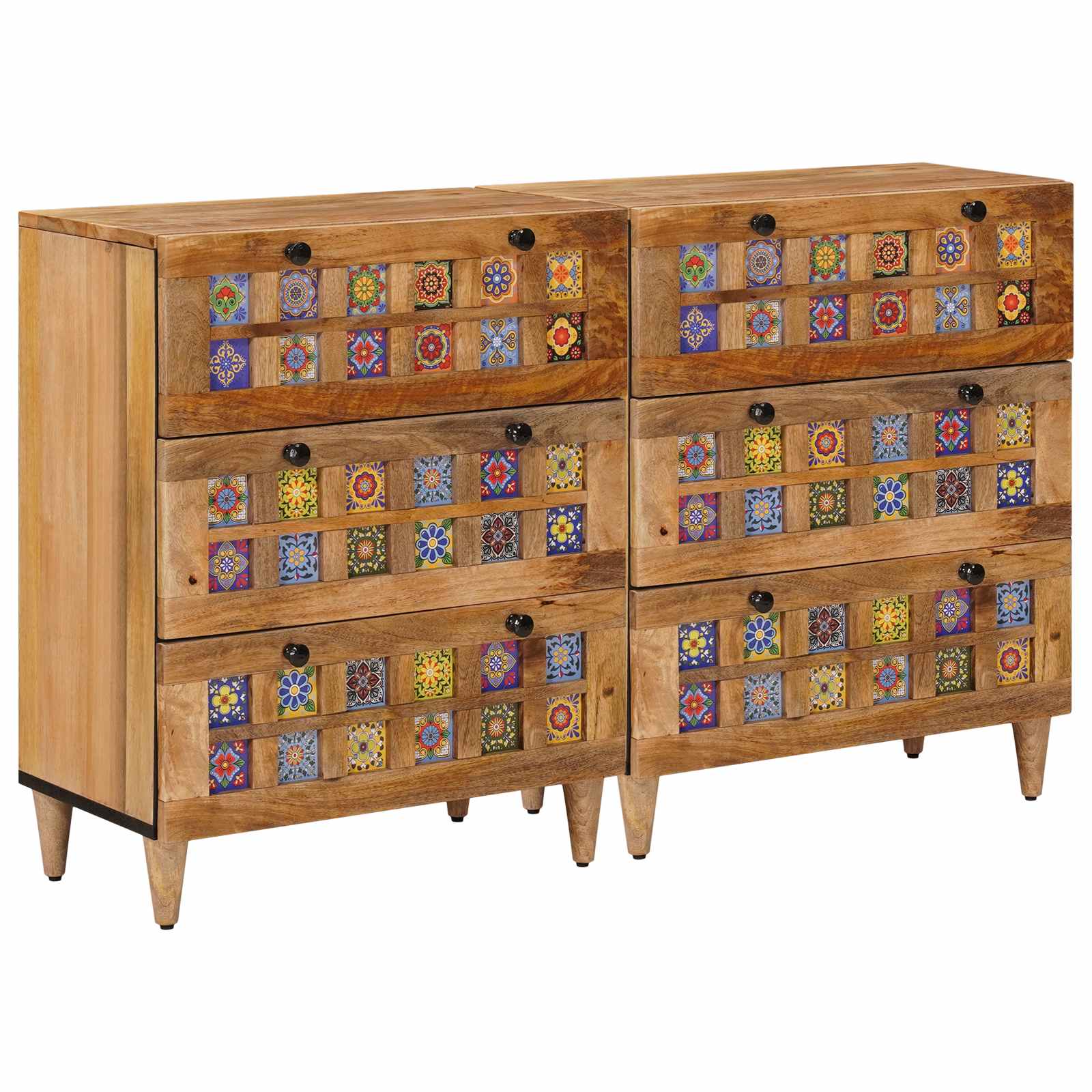 Novaro Széf 2 db 60 x 33 x 75 cm Tömör Mangófát Természetes