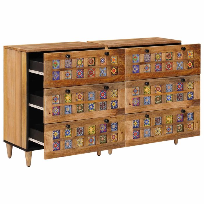 Novaro Széf 2 db 60 x 33 x 75 cm Tömör Mangófát Természetes - Image 2