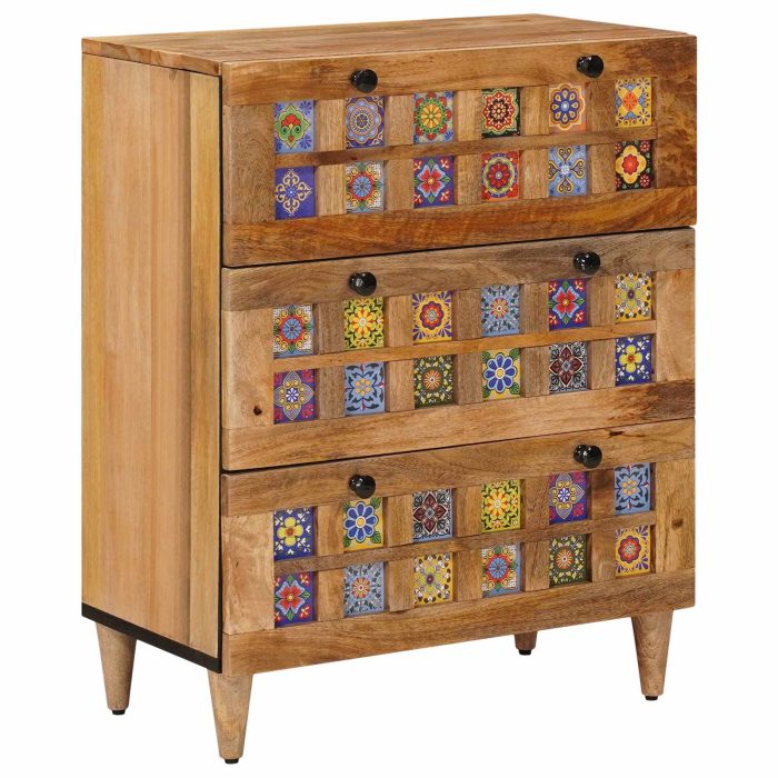 Novaro Széf 2 db 60 x 33 x 75 cm Tömör Mangófát Természetes - Image 3
