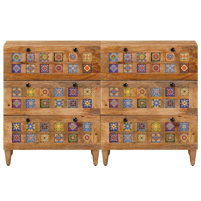 Novaro Széf 2 db 60 x 33 x 75 cm Tömör Mangófát Természetes - Image 4
