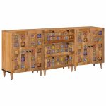 Novaro Széf 3 db 60 x 33,5 x 75 cm Tömör Mangófát Természetes