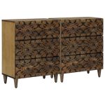 Novaro Széf 2 db 60 x 33,5 x 75 cm Tömör Mangófát Barna