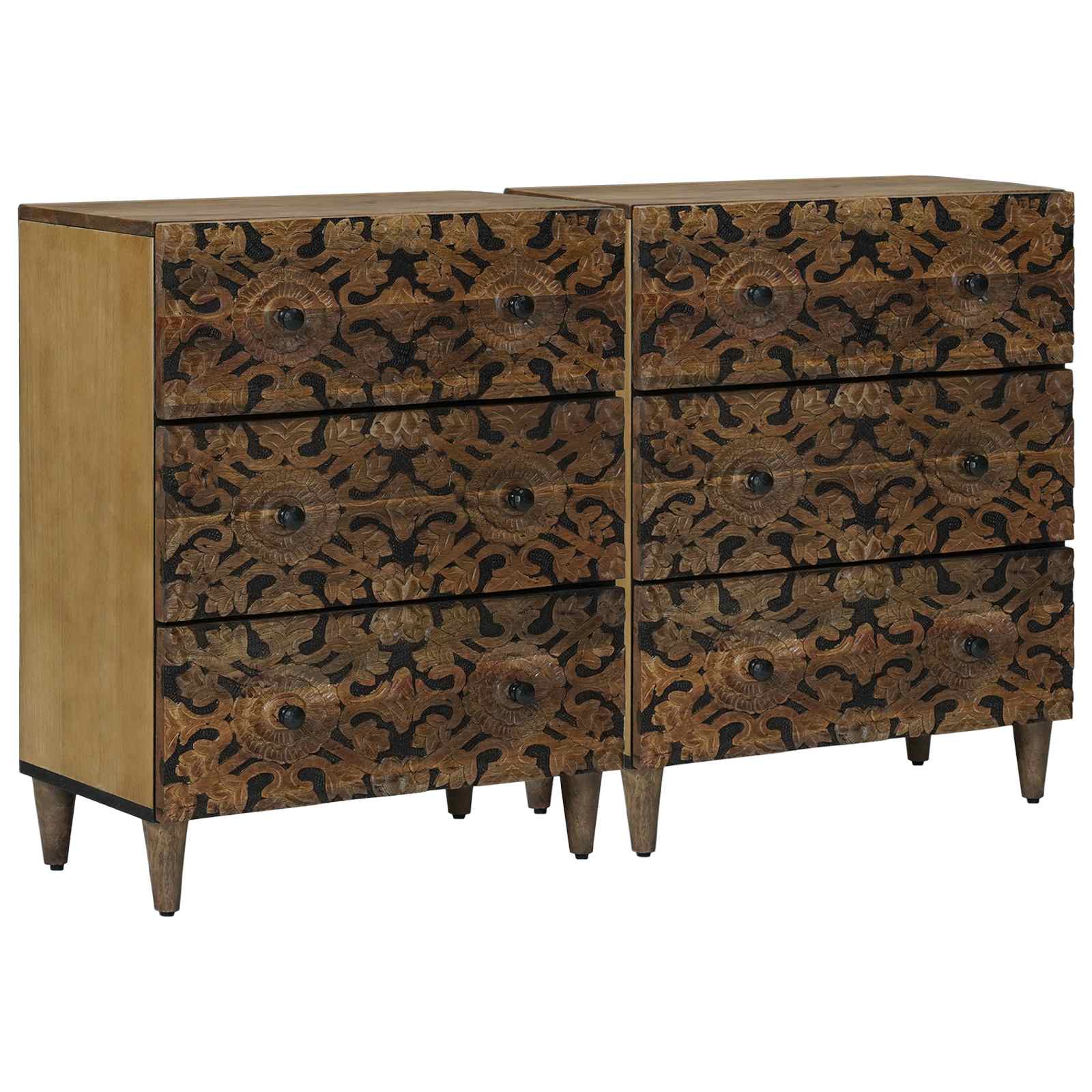Novaro Széf 2 db 60 x 33,5 x 75 cm Tömör Mangófát Barna