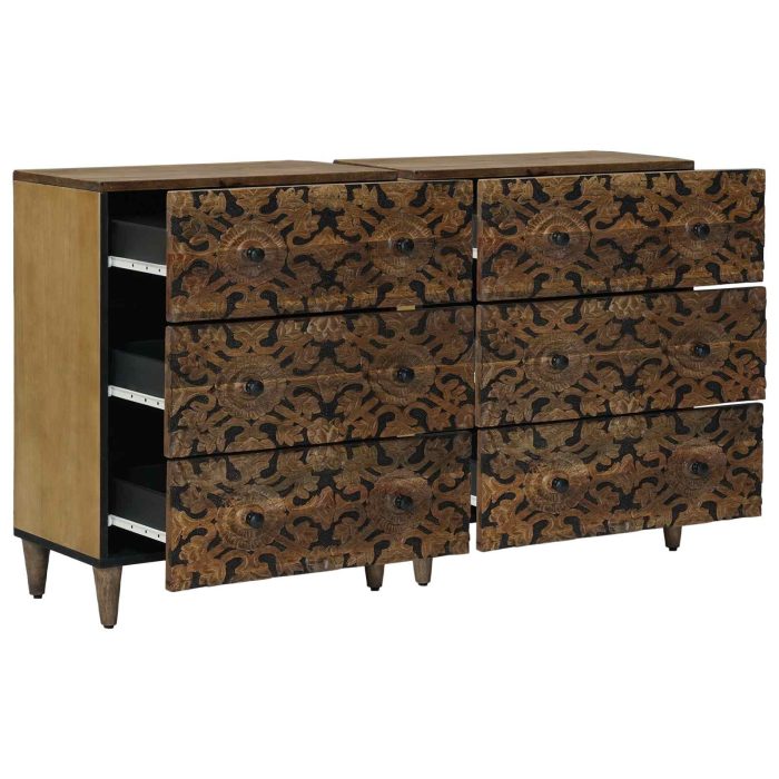 Novaro Széf 2 db 60 x 33,5 x 75 cm Tömör Mangófát Barna - Image 2