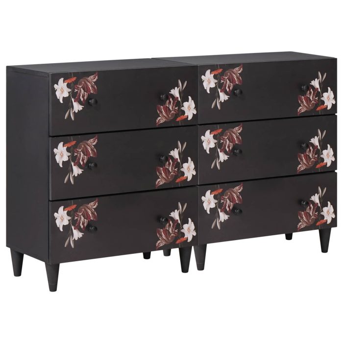 Novaro Tároló szekrények 2 db 120 x 33 x 75 cm Tömör Mangófát Sokszínű - Image 2