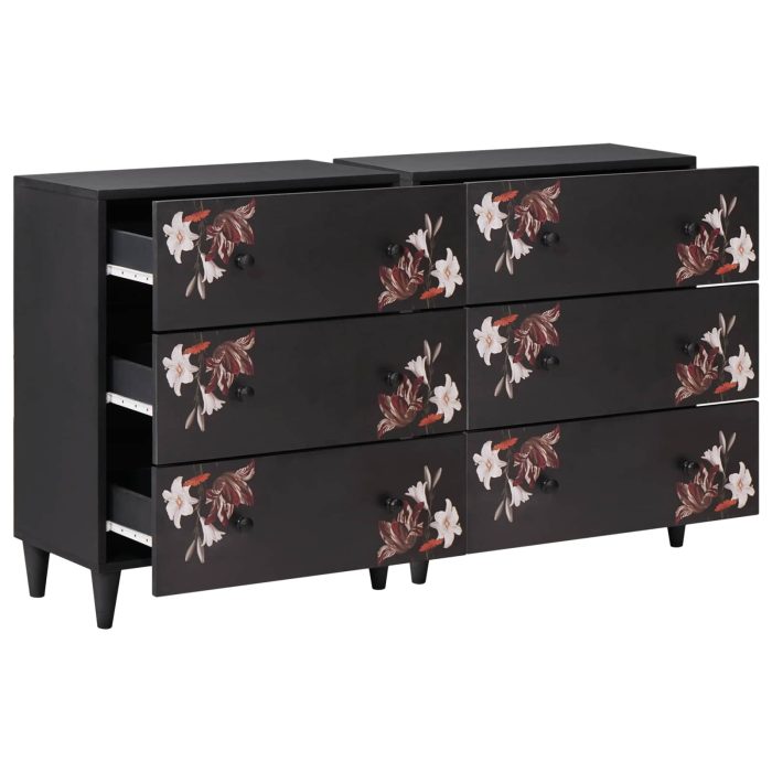 Novaro Tároló szekrények 2 db 120 x 33 x 75 cm Tömör Mangófát Sokszínű - Image 3