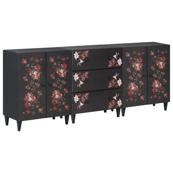 Novaro Tároló szekrények 3 db 180 x 33 x 75 cm Tömör Mangófát Sokszínű - Image 2