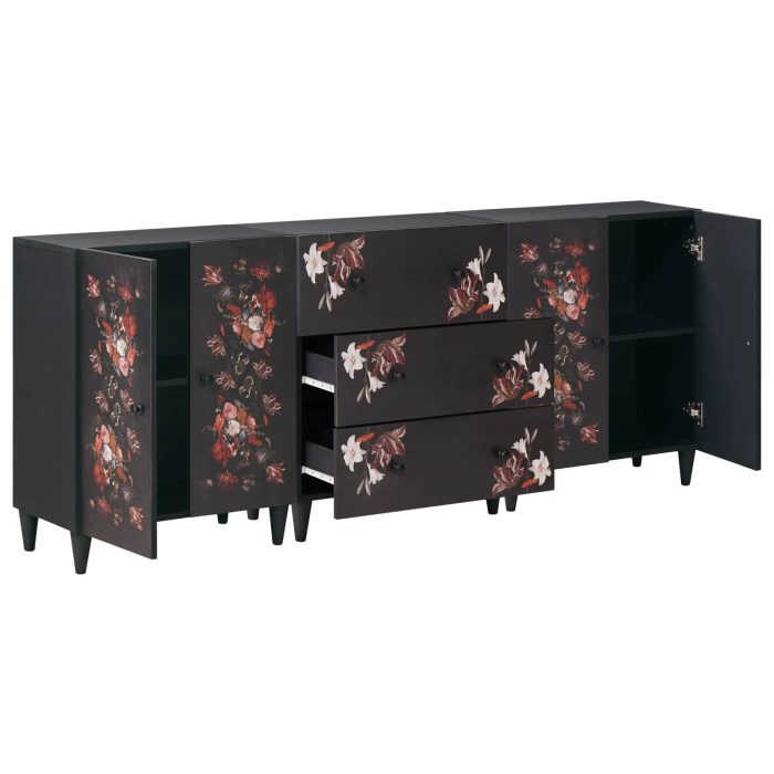 Novaro Tároló szekrények 3 db 180 x 33 x 75 cm Tömör Mangófát Sokszínű - Image 3
