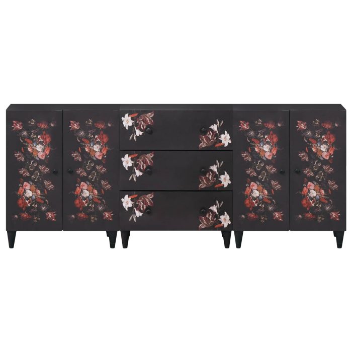 Novaro Tároló szekrények 3 db 180 x 33 x 75 cm Tömör Mangófát Sokszínű - Image 6