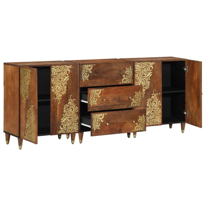 Novaro Fürdőszobai Szekrény Szett 3 db 180 x 33 x 75 cm Tömör Mangófát - Image 2
