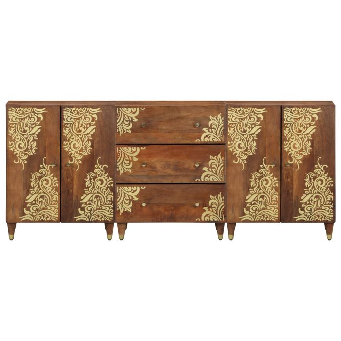 Novaro Fürdőszobai Szekrény Szett 3 db 180 x 33 x 75 cm Tömör Mangófát - Image 5