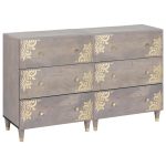 Novaro Széf 2 db 60 x 33 x 75 cm Tömör Mangófát Szürke