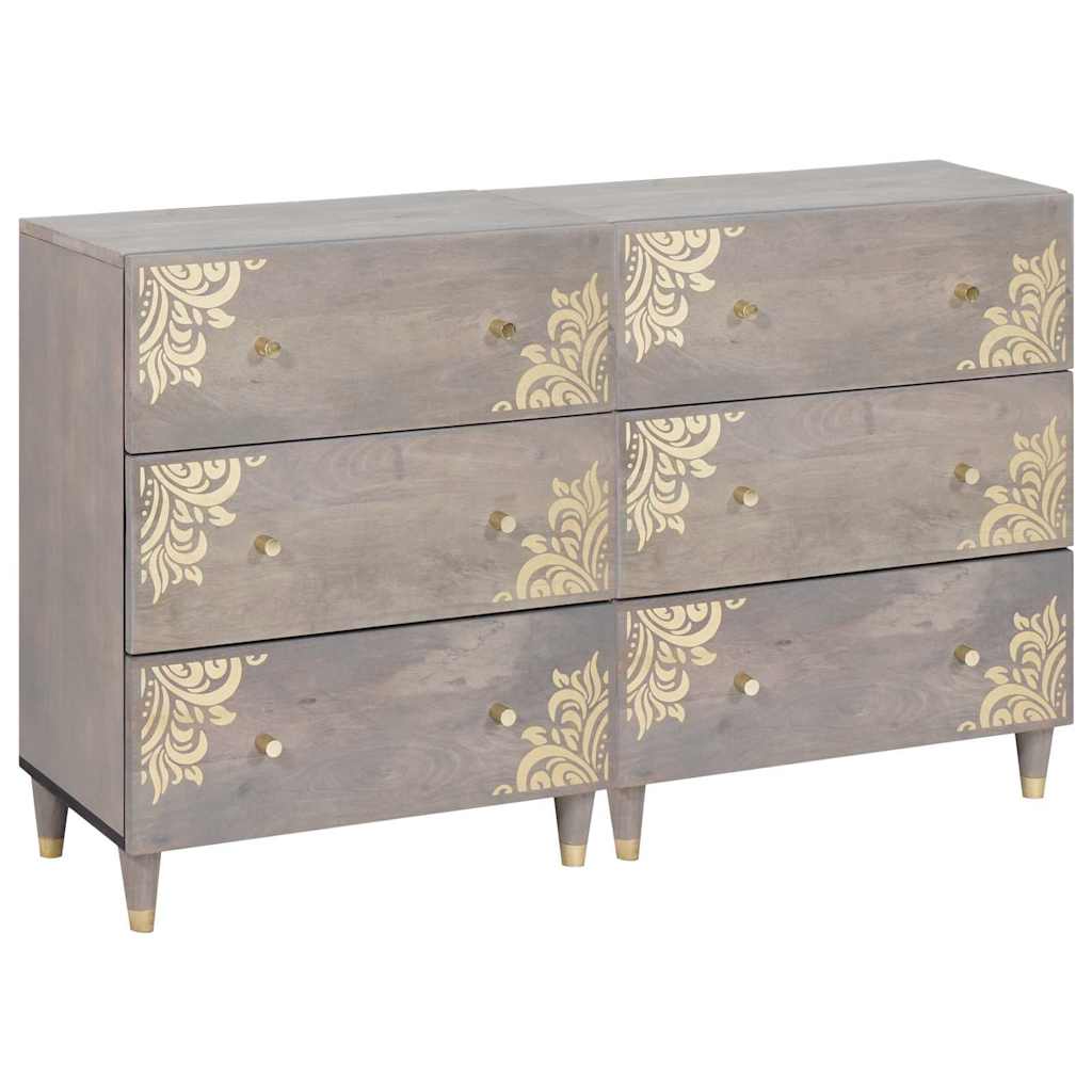 Novaro Széf 2 db 60 x 33 x 75 cm Tömör Mangófát Szürke