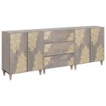 Novaro Fürdőszobai Szekrény Szett 3 db 180 x 33 x 75 cm Tömör Mangófát