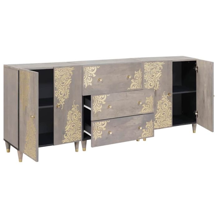 Novaro Fürdőszobai Szekrény Szett 3 db 180 x 33 x 75 cm Tömör Mangófát - Image 2