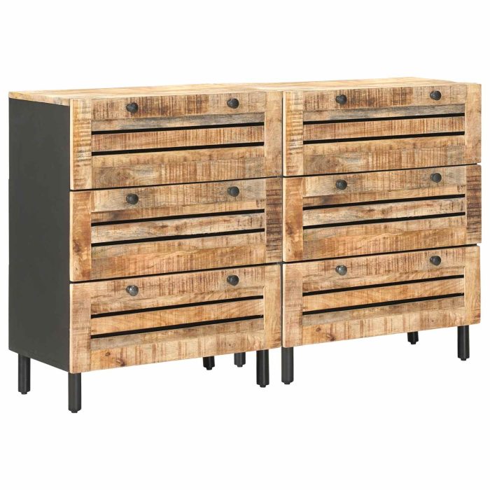 Novaro Tároló szekrények 2 db 120 x 33 x 75 cm Tömör Mangófát Sokszínű - Image 2