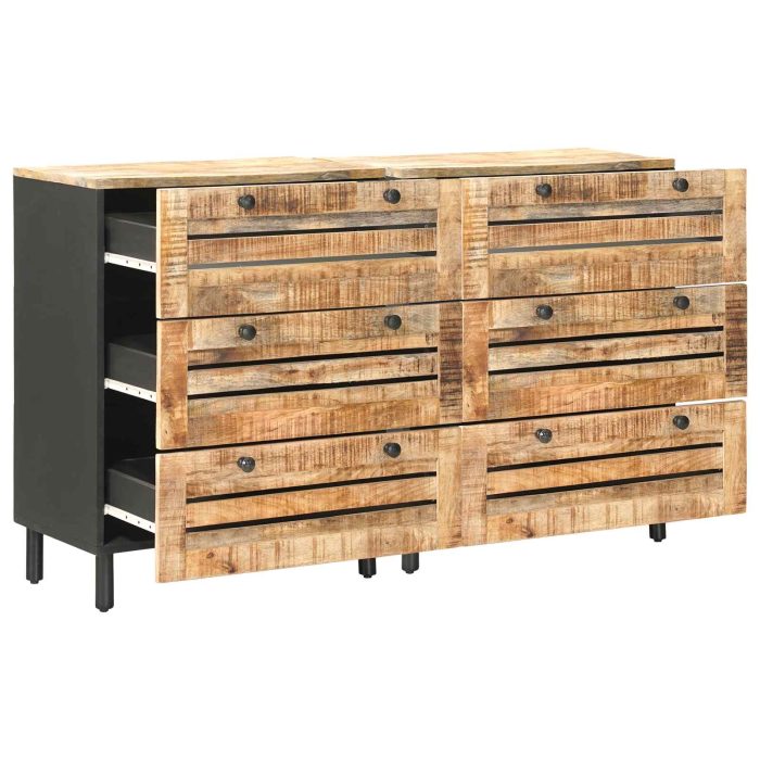Novaro Tároló szekrények 2 db 120 x 33 x 75 cm Tömör Mangófát Sokszínű - Image 3