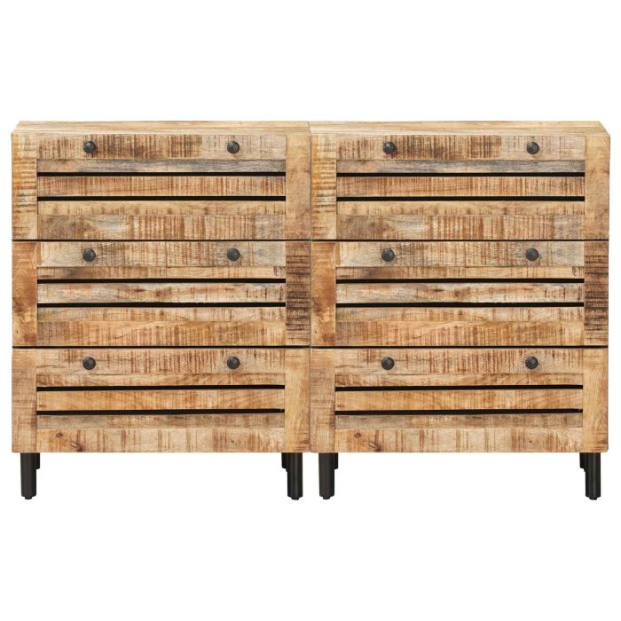 Novaro Tároló szekrények 2 db 120 x 33 x 75 cm Tömör Mangófát Sokszínű - Image 5