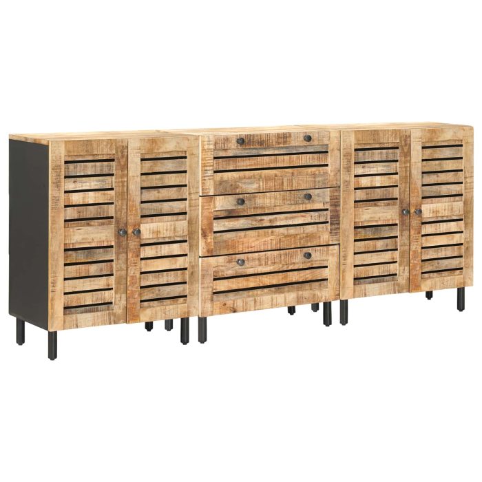 Novaro Tároló szekrények 3 db 180 x 33 x 75 cm Tömör Mangófát - Image 2