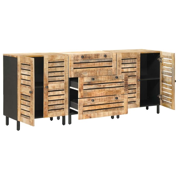 Novaro Tároló szekrények 3 db 180 x 33 x 75 cm Tömör Mangófát - Image 3