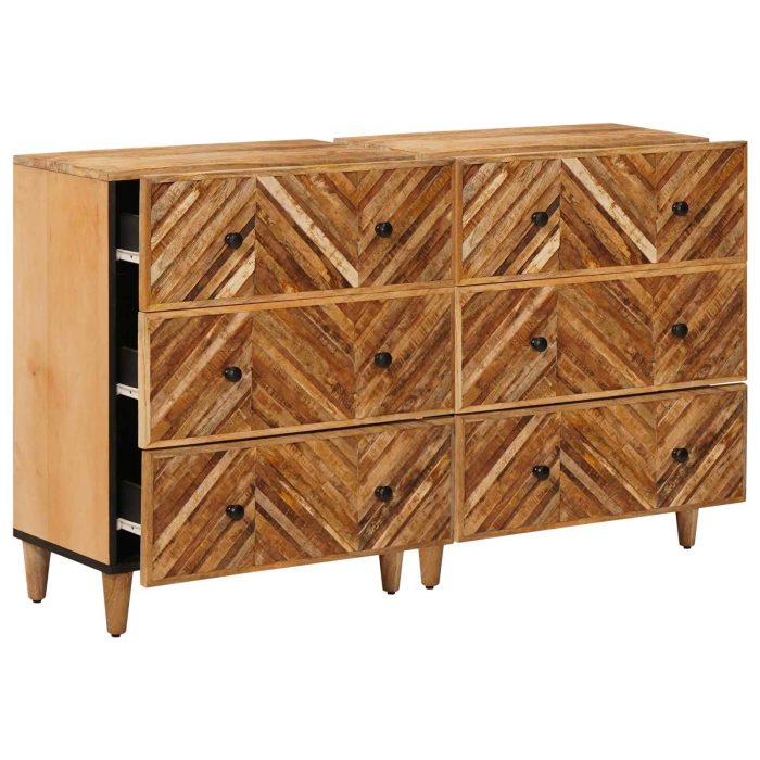 Novaro Tároló szekrények 2 db 60 x 33,5 x 75 cm Tömör Mangófát Barna - Image 2