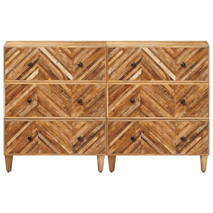 Novaro Tároló szekrények 2 db 60 x 33,5 x 75 cm Tömör Mangófát Barna - Image 4