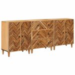 Novaro Tároló szekrények 3 db 60 x 33,5 x 75 cm Tömör Mangófát Barna