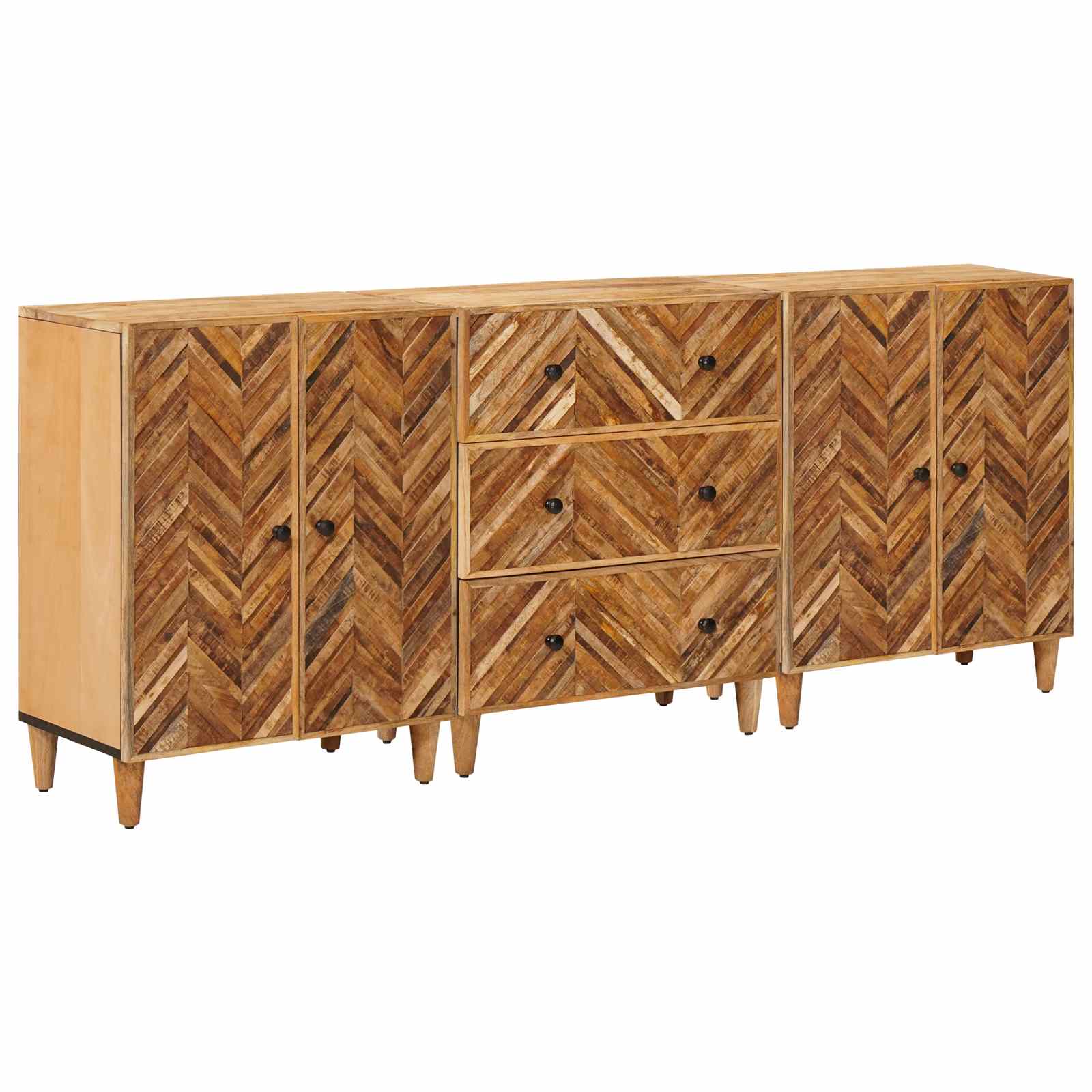 Novaro Tároló szekrények 3 db 60 x 33,5 x 75 cm Tömör Mangófát Barna